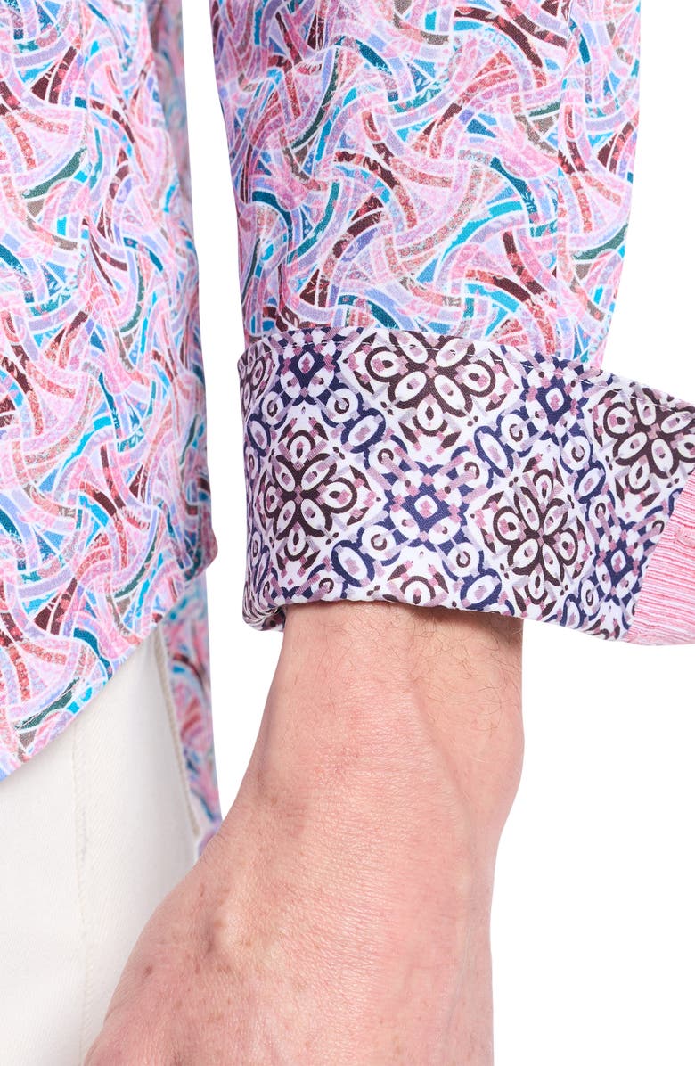 Robert Graham Brucknell Cotton Button-Up Shirt, Alternate, color, Pink Multi