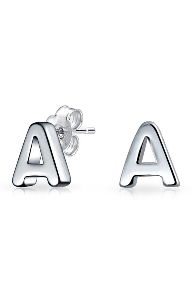 BLING JEWELRY Sterling Silver Capital Block Alphabet Letter Earrings ...