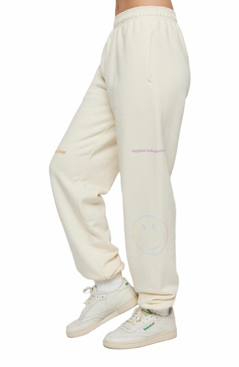 Samii Ryan | Smiley Radiate Happiness Sweatpants , Ivory , Large , 4, Alternate, color, Bone