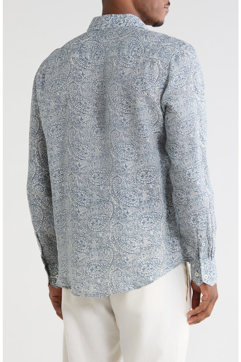 Julian Comfort Stretch Paisley Button-Up Shirt, Alternate, color, STEEL
