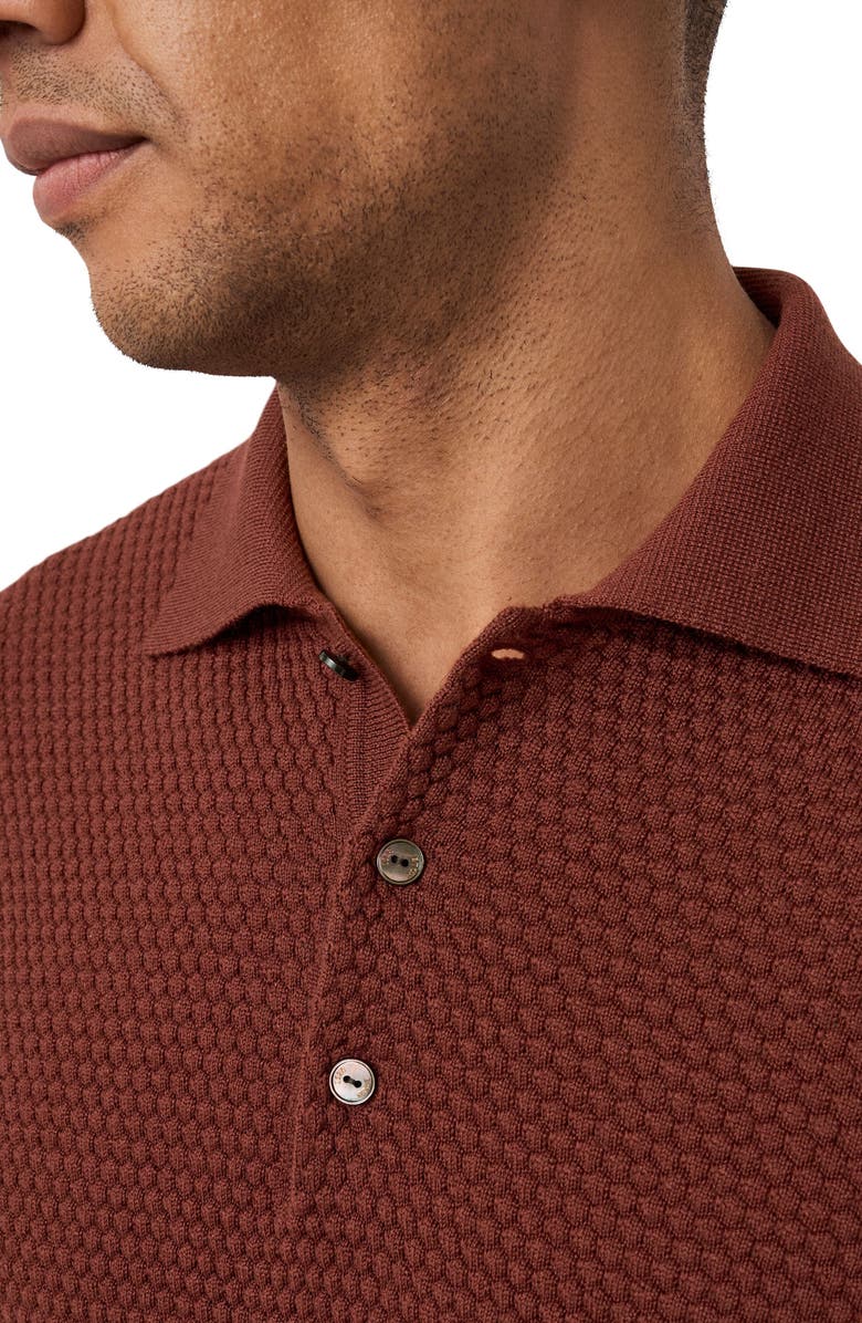 Eton Merino Wool Pop Stitch Long Sleeve Polo, Alternate, color, Red