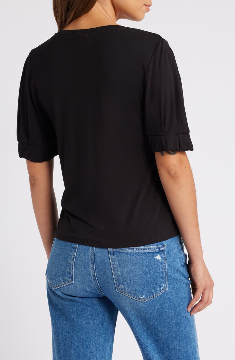 DKNY Pleat Sleeve Jersey Top, Alternate, color, 