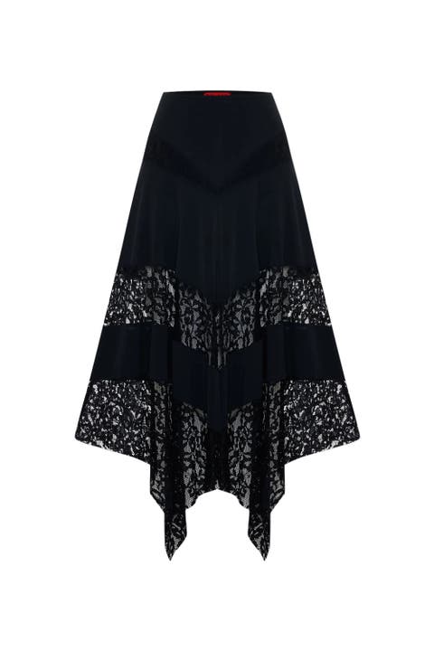 Daydreamers Asymmetric Lace Detail Skirt