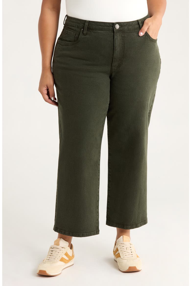 High Waist Ankle Wide Leg Jeans, Main, color, SHERWOOD FOREST