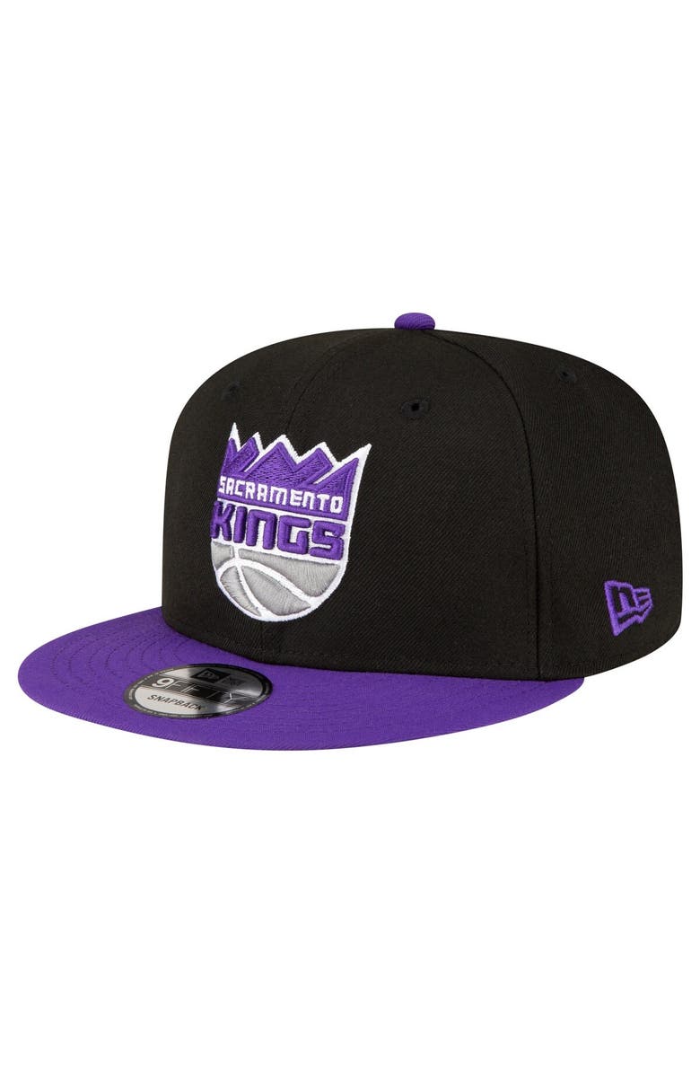 New Era Men's New Era Black/Purple Sacramento Kings Official Team Color 2Tone 9FIFTY Snapback Hat, Main, color, 