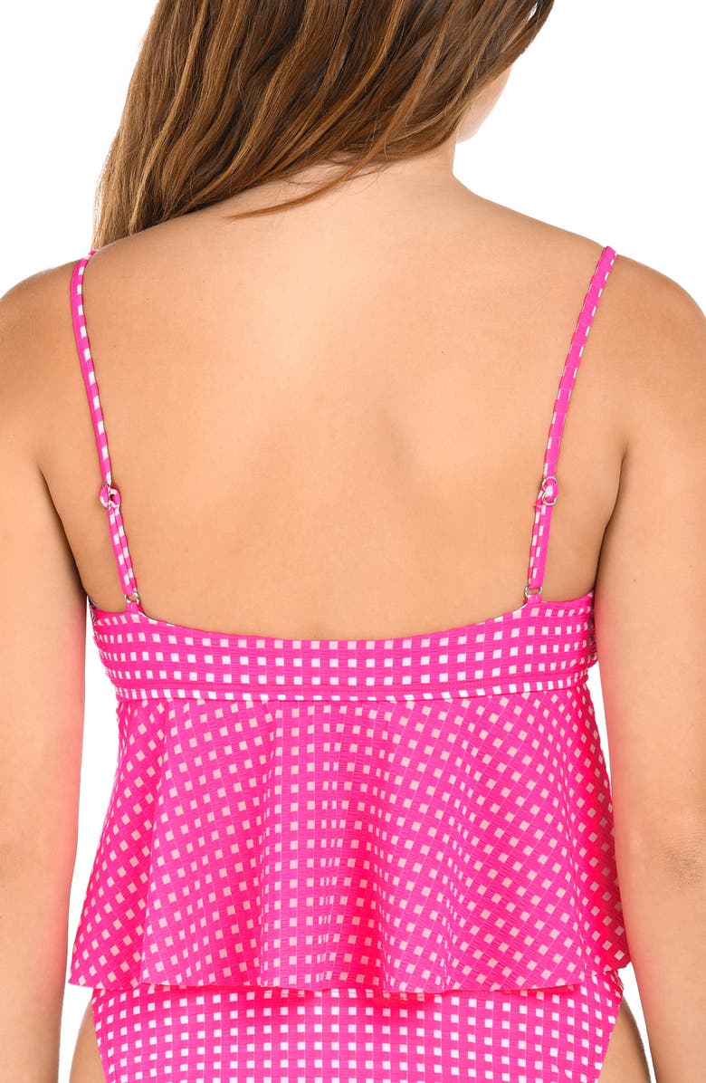 Citrus Picnic Flutter Tankini Bikini Top, Alternate, color, Bright Pink