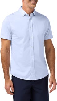 Mizzen+Main Newport Solid Short Sleeve Knit Cotton Blend Button-Up Shirt