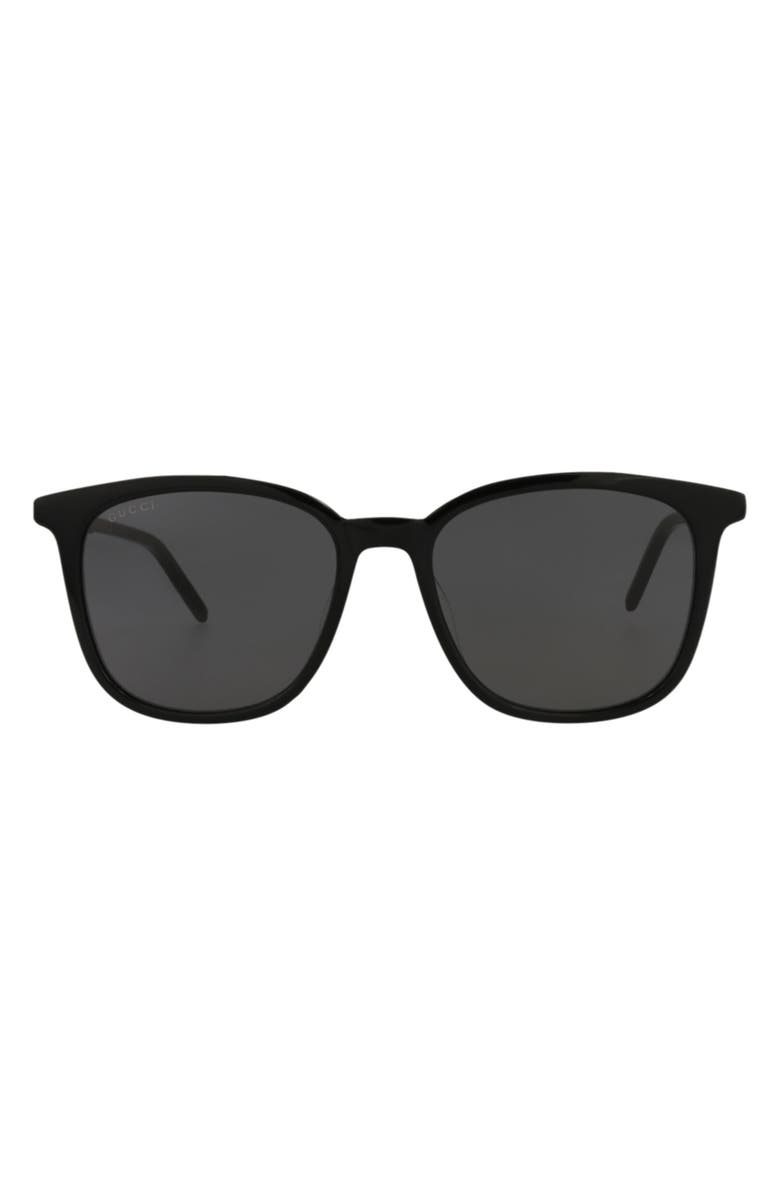 Gucci 54mm Square Sunglasses, Main, color, Black Black Grey