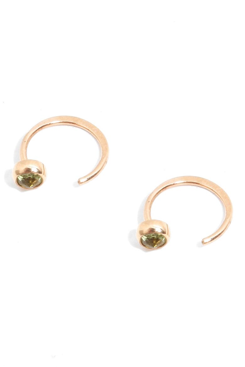 Peridot Hug Hoop Earrings, Alternate, color, YELLOW GOLD/ PERIDOT