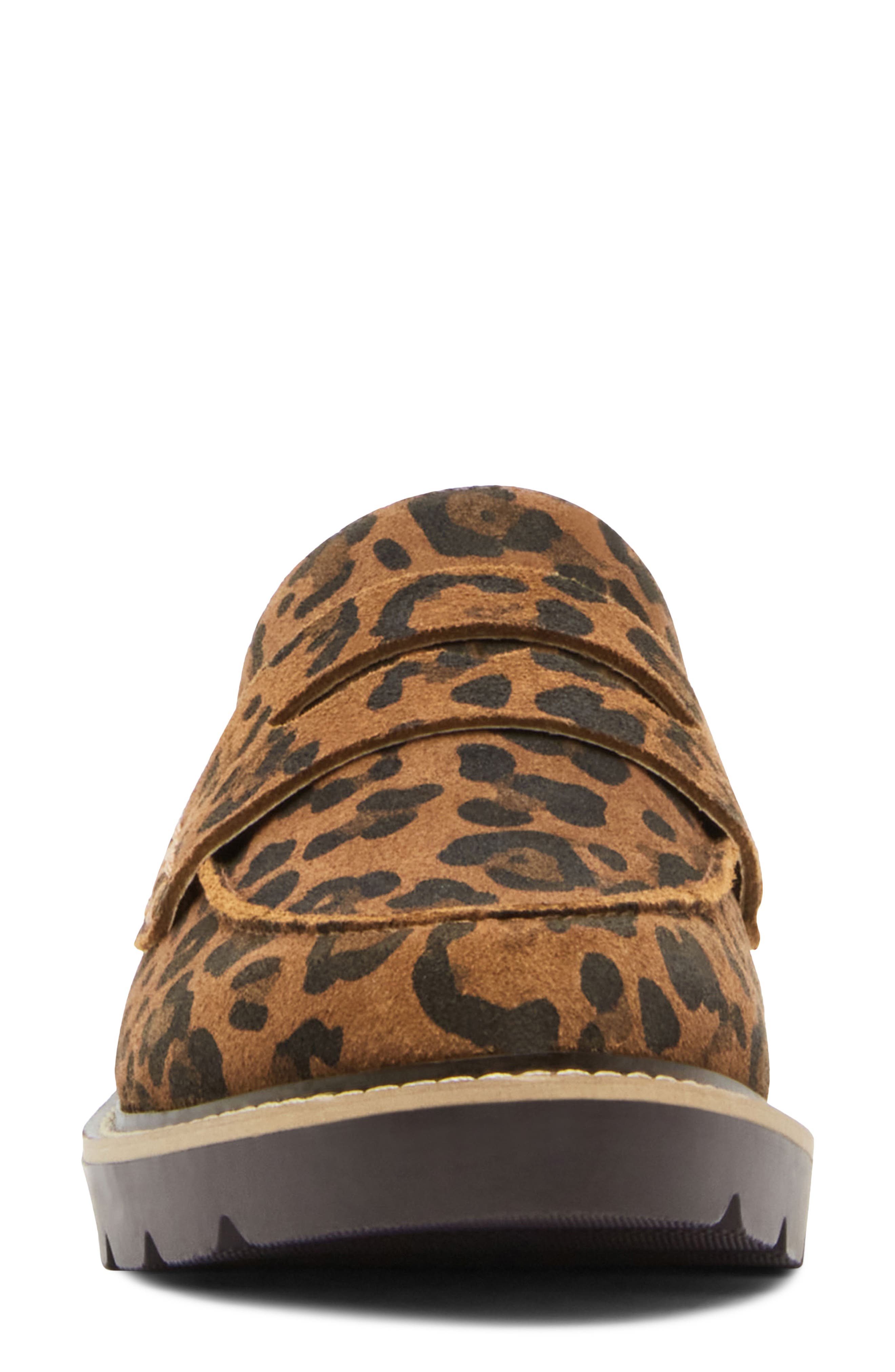 Waterproof Penny Loafer, Alternate, color, LEOPARD SUEDE