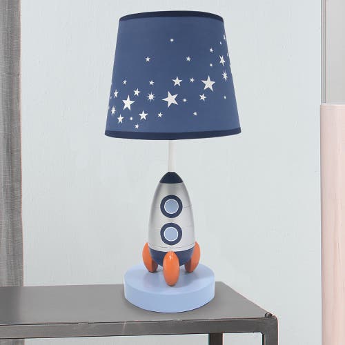 Lambs & Ivy Milky Way Rocket Ship Nursery Lamp With Shade & Bulb In Blue