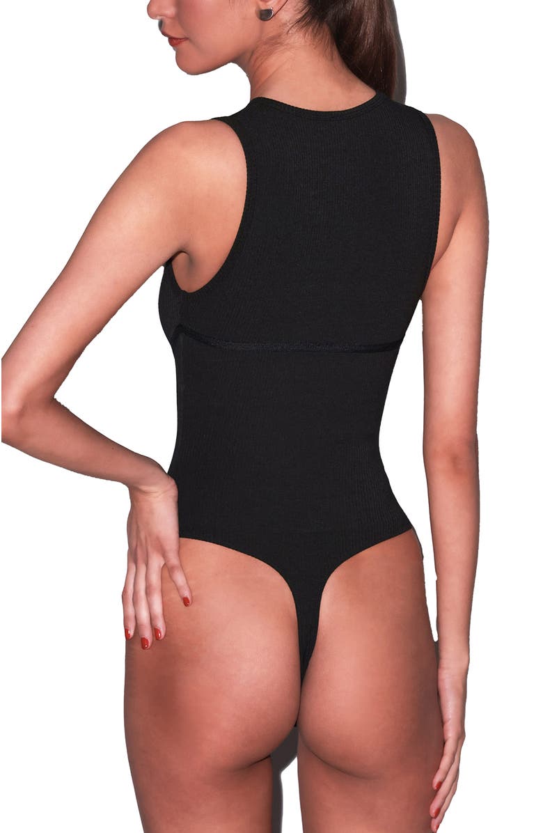 Fleur Du Mal Hourglass Rib Bodysuit, Alternate, color, Black