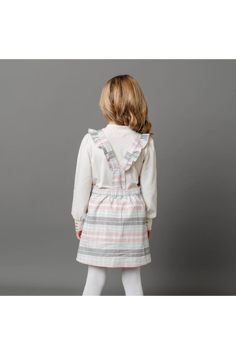Girls' Organic Ruffle Strap Skirtall, Toddler, Alternate, color, Gray and Rose Plaid