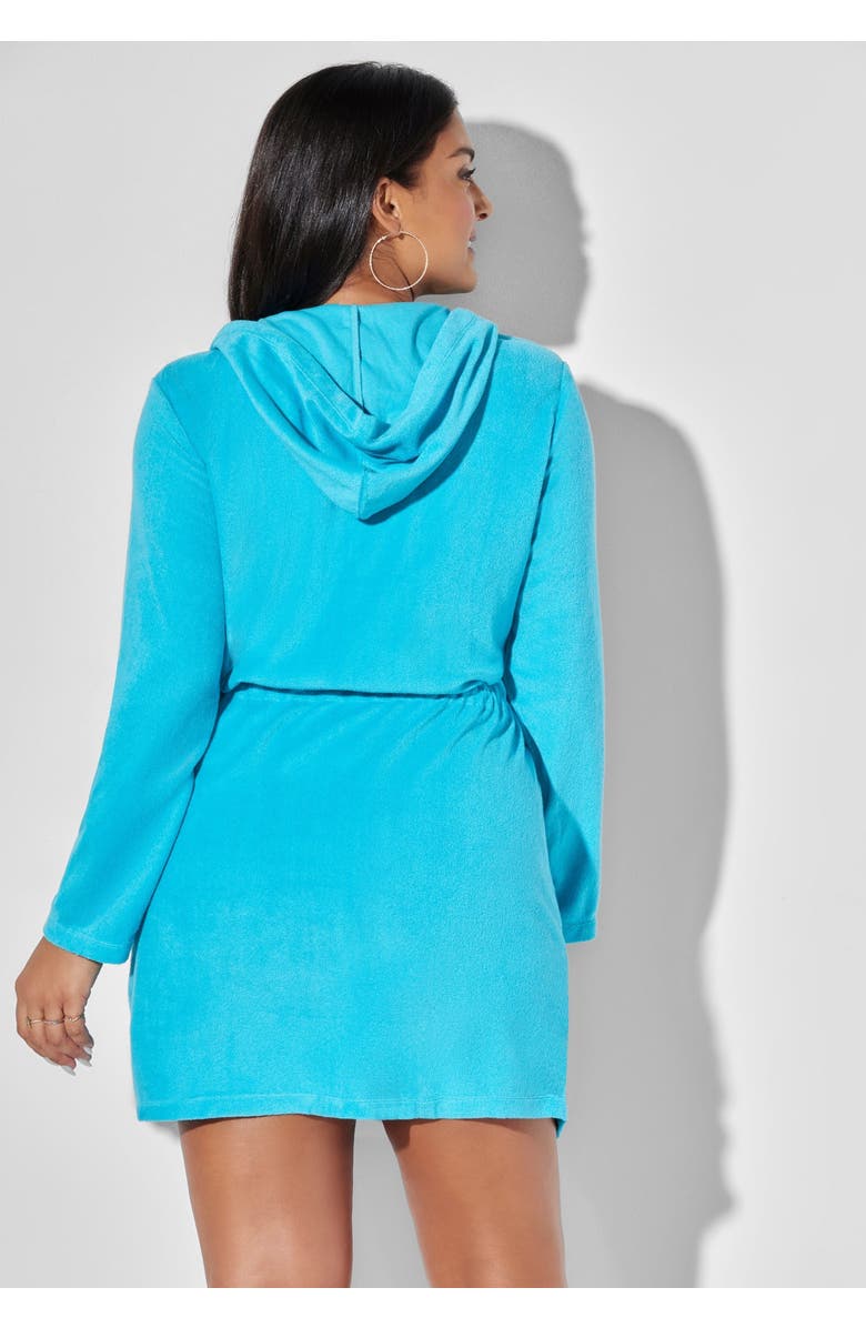 Swimsuits for All French Terry Tie Waist Hoodie Cover Up, Alternate, color, Black