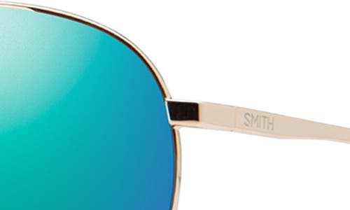 Smith Langley Ii 61mm Chromapop™ Polarized Aviator Sunglasses In Gold/chromapop Opal Mirror
