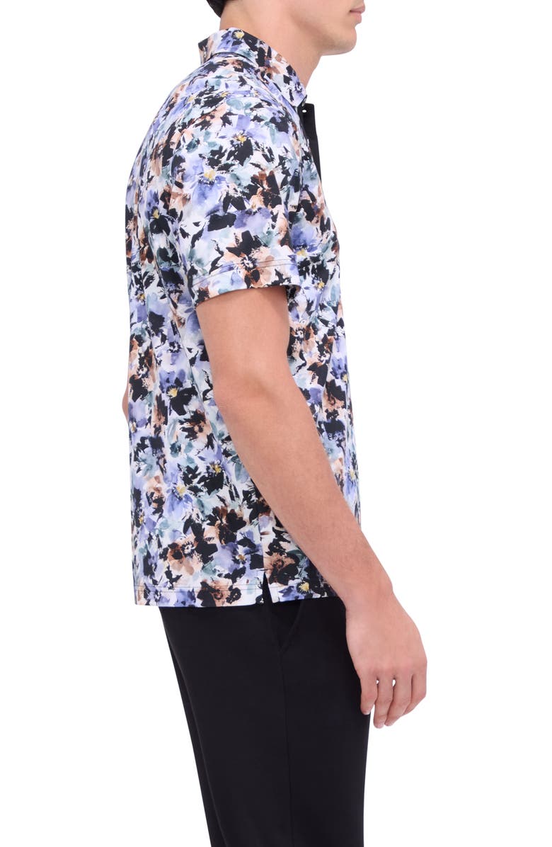 Bugatchi Hendrix Digital Floral Print Pima Cotton Polo, Alternate, color, Lilac