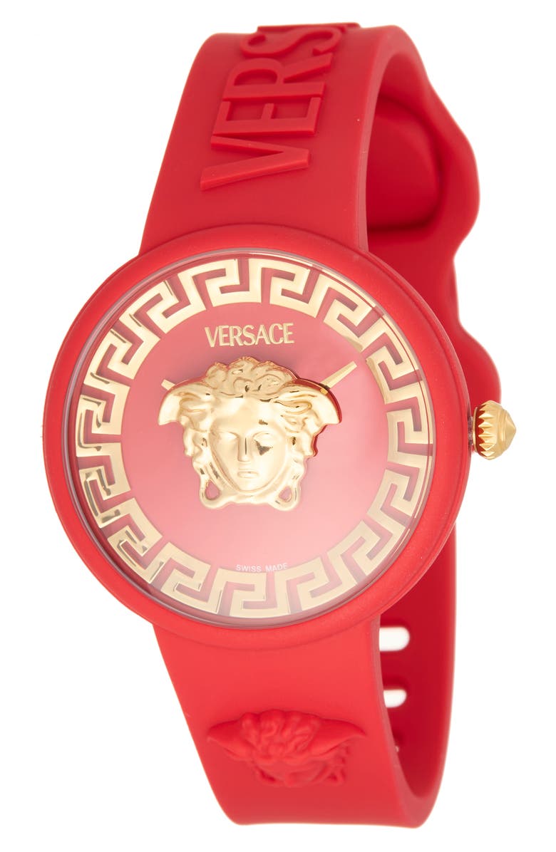 Versace Medusa Pop Silicone Strap Watch, 38mm, Main, color, 