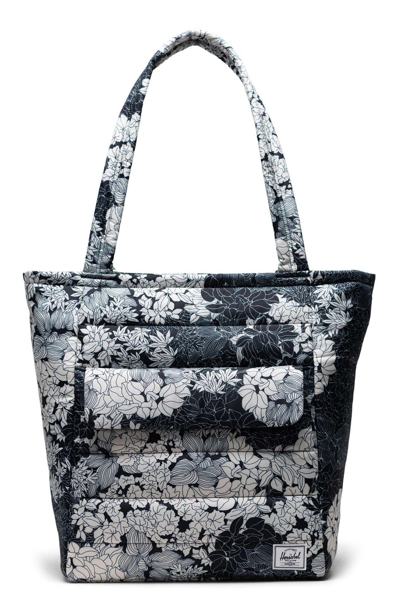 Herschel Supply Co. Retreat Quilted Floral Print Recycled Twill Tote, Main, color, 