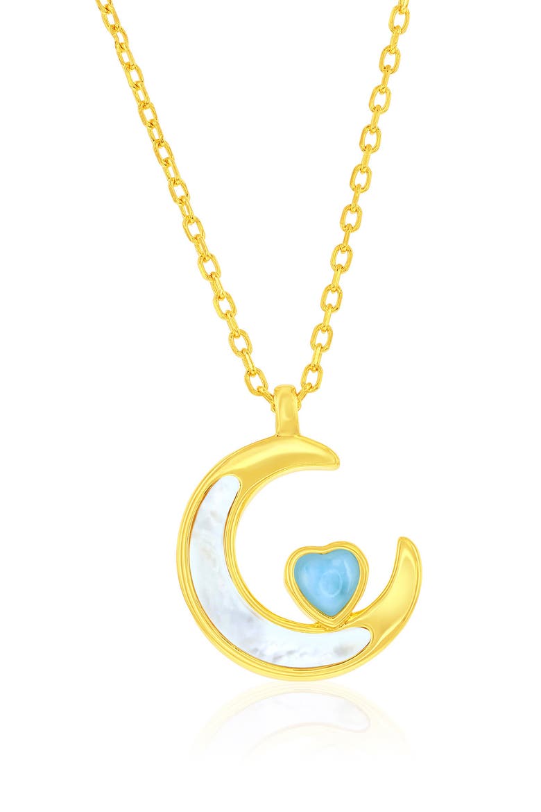 Mother-of-Pearl & Larimar Crescent Moon Pendant Necklace, Main, color, GOLD