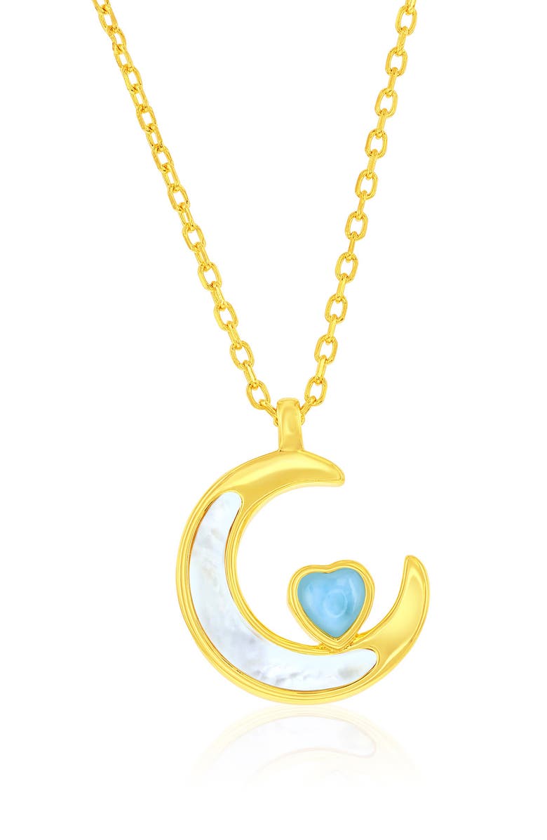 SIMONA Mother-of-Pearl & Larimar Crescent Moon Pendant Necklace, Main, color, Gold