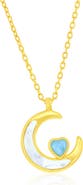 SIMONA Mother-of-Pearl & Larimar Crescent Moon Pendant Necklace