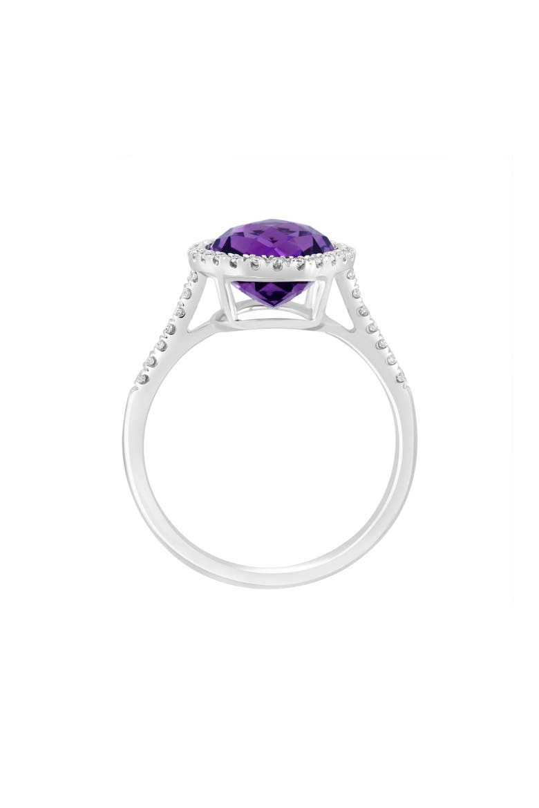 14K White Gold Oval Amethyst & Diamond Halo Ring, Alternate, color, PURPLE