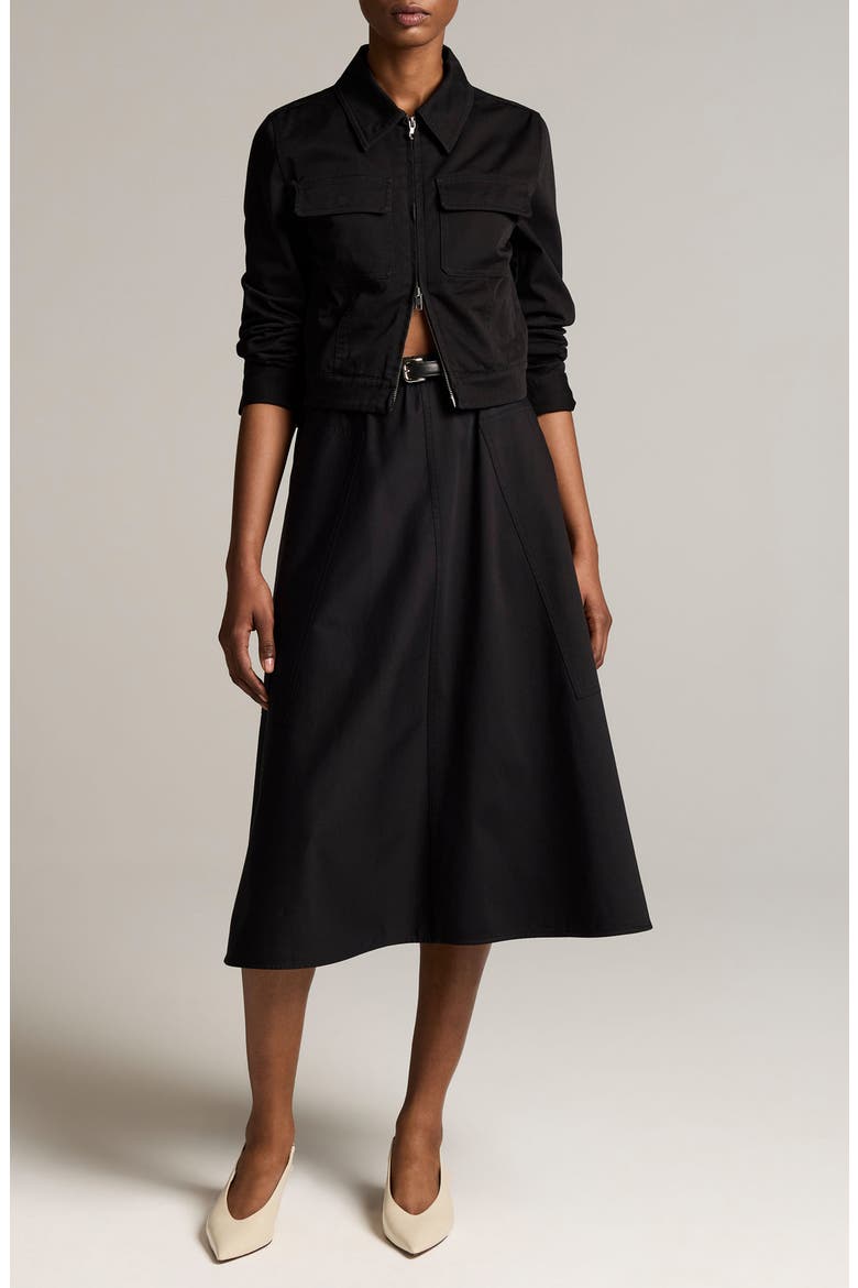 Shrunken Stretch Cotton Jacket, Alternate, color, BLACK