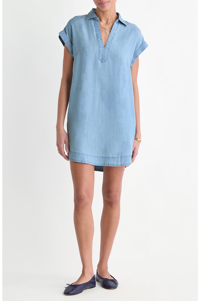 Margo Chambray Popover Shirtdress, Main, color, LIGHT ACID WASH