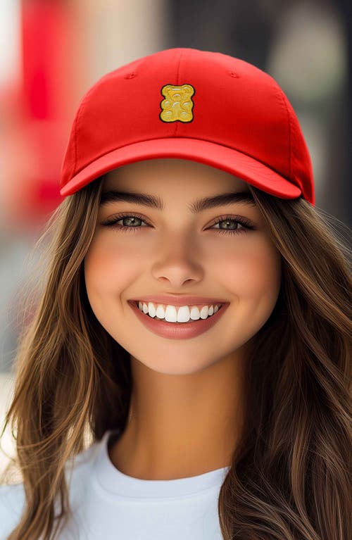 Dalix Yellow Gummy Embroidered Dad Cap In Red