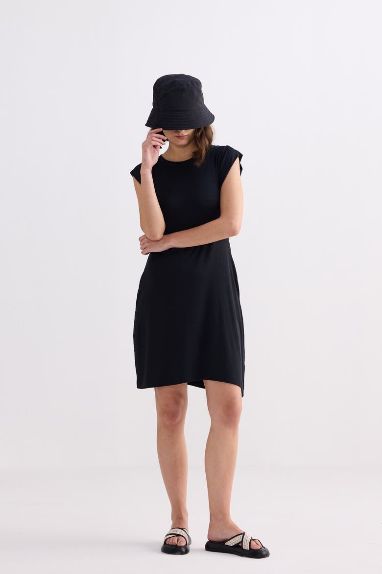 Muscle Tee Short Dress in Black, Alternate, color, Black