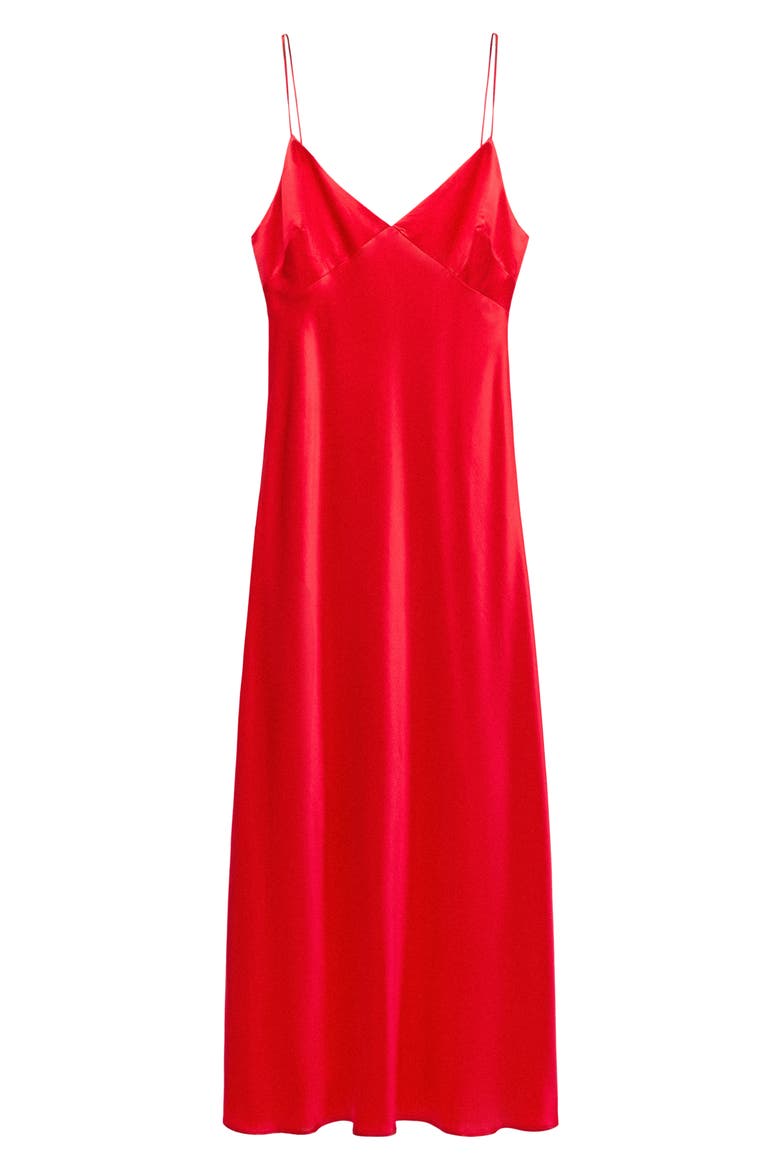 Silk Blend V-Neck Midi Dress, Main, color, RED