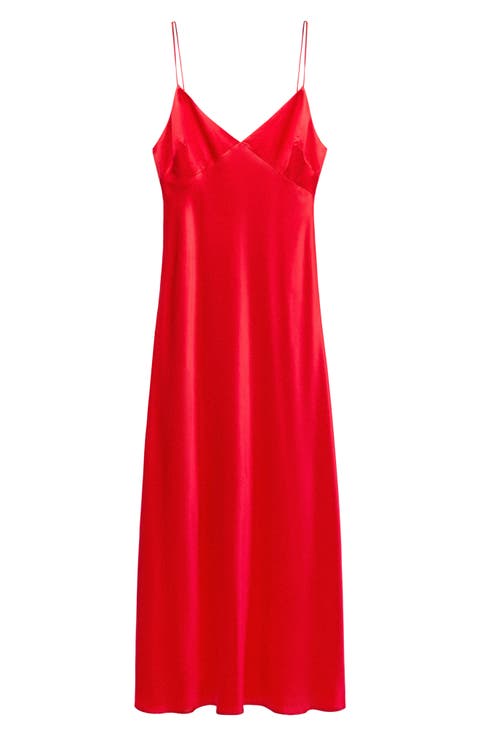 Silk Blend V-Neck Midi Dress