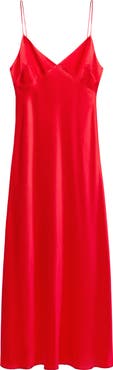 MANGO Silk Blend V-Neck Midi Dress