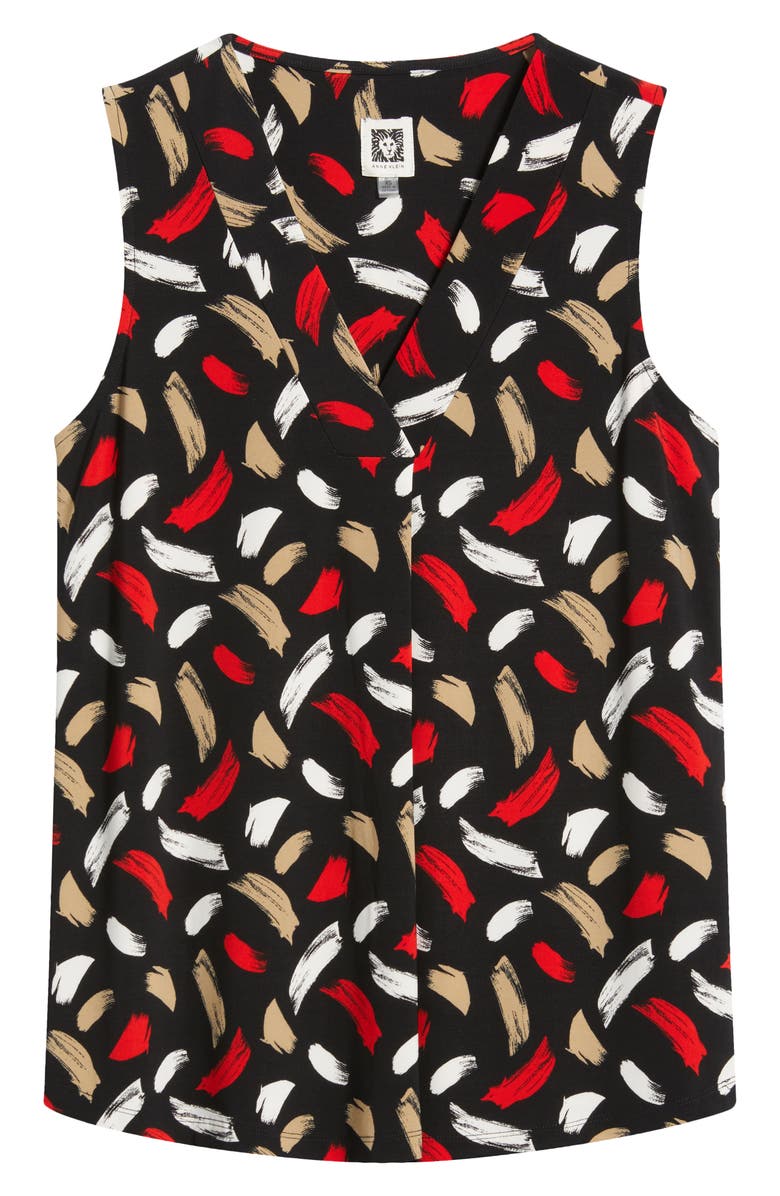 Anne Klein Brush Stroke Print Pleat Neck Shell, Alternate, color, 