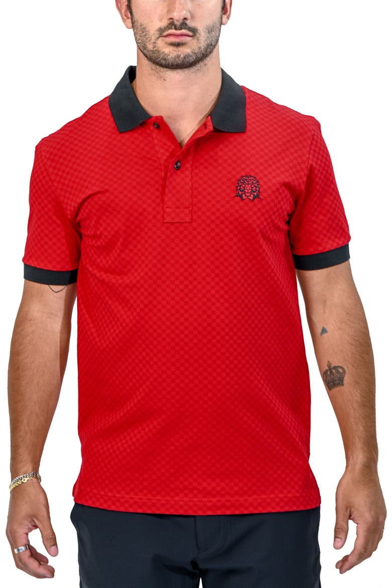Mozartsquaretip Stretch Nylon Polo, Main, color, RED