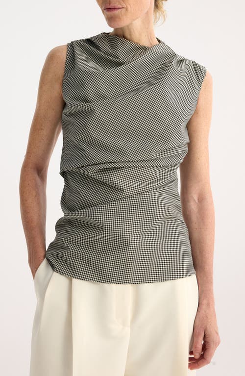 ROHE RÓHE MINI CHECK COWL NECK SLEEVELESS WOOL BLEND TOP 