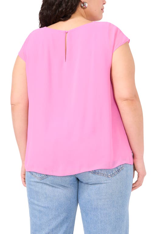 Vince Camuto Cap Sleeve Mesh Overlay Top In Violet Blush