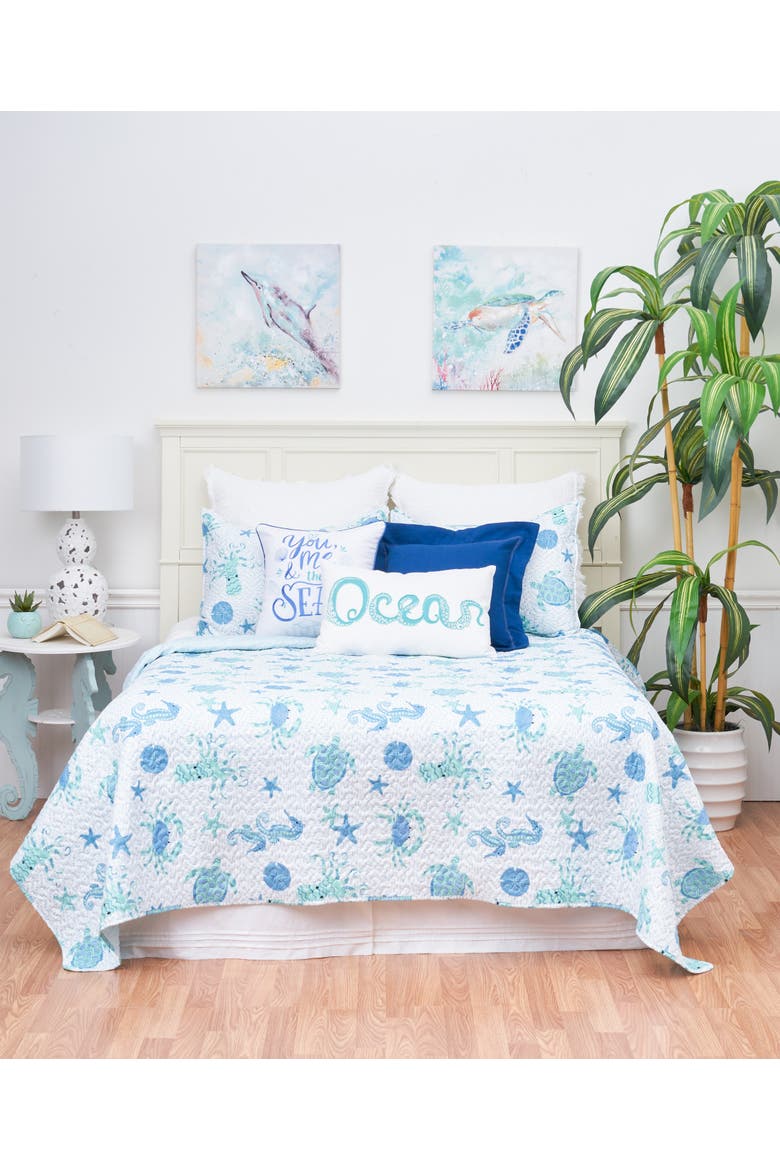 Outlook Beach Coastal Quilt Set, Alternate, color, Blue