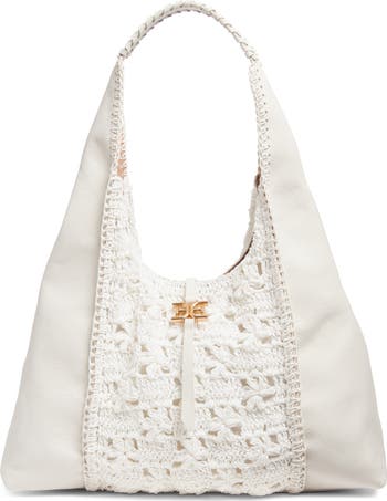 Sylvia Crochet Panel Leather Hobo