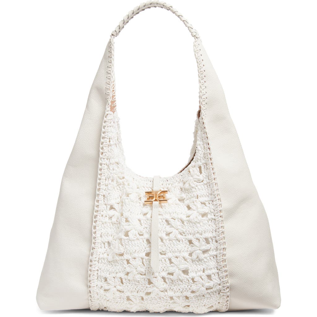 SAM EDELMAN SAM EDELMAN SYLVIA CROCHET PANEL LEATHER HOBO
