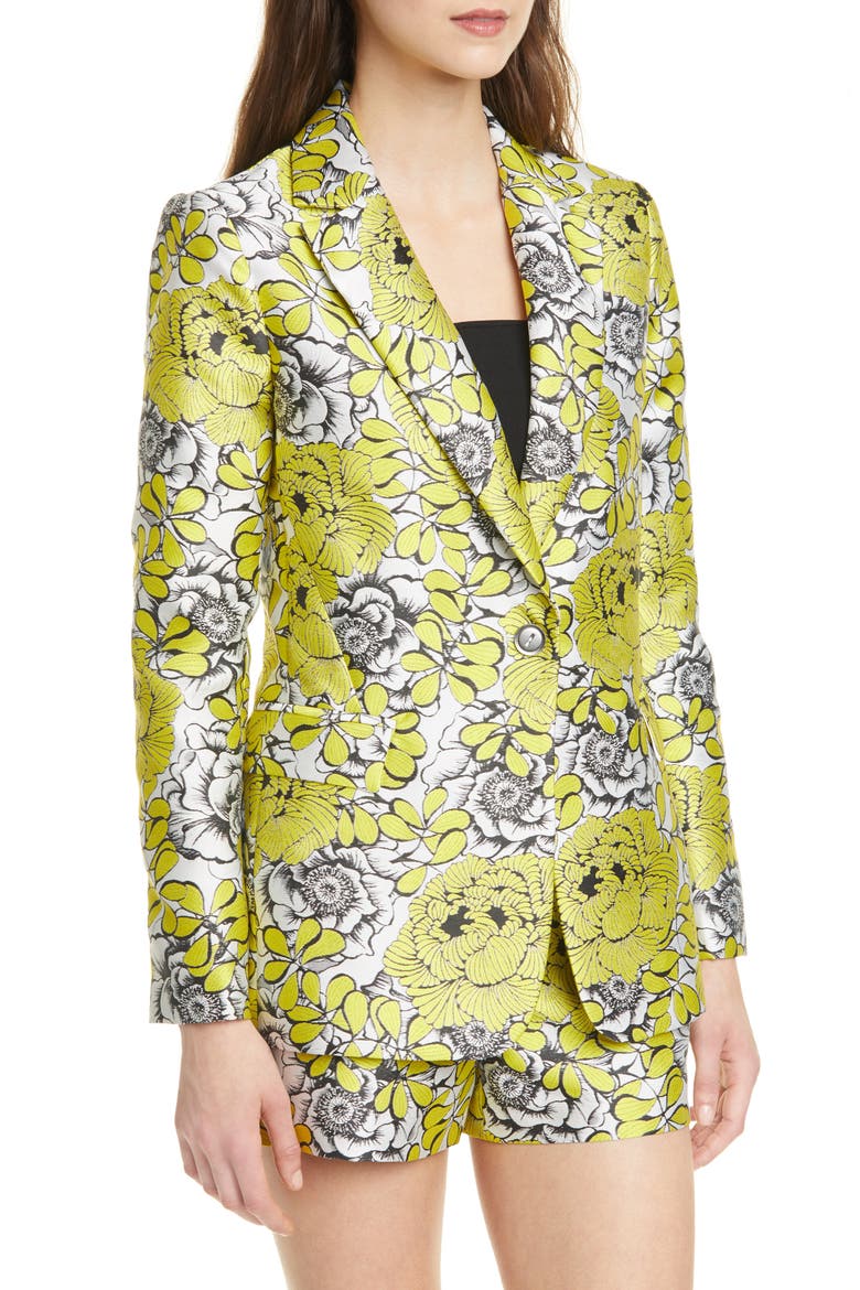 Macey Floral Fitted Blazer, Alternate, color, DAFFODIL/ MULTI