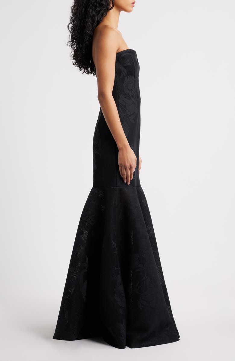 Black Halo Kristy Strapless Mermaid Gown, Alternate, color, Black