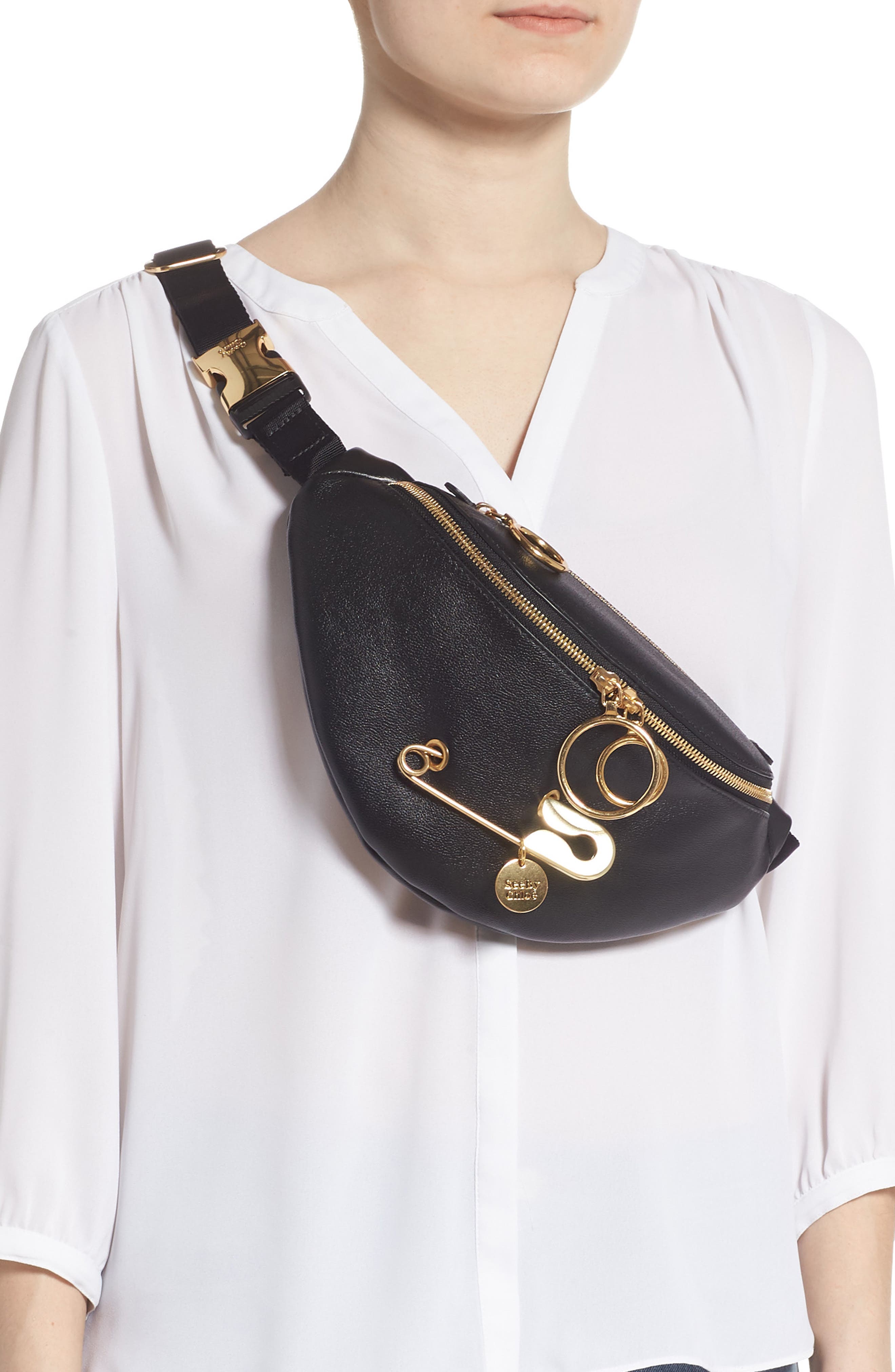 See by Chloé Mindy Leather Belt Bag, Alternate, color, 