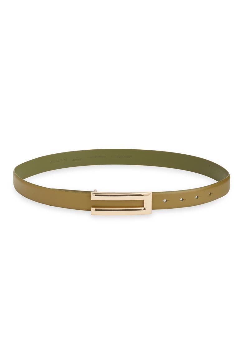 Alia Plaque Buckle Leather Belt, Main, color, SPHAGNUM GREEN