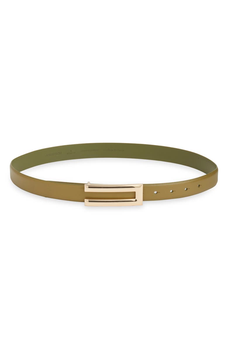 Nordstrom Alia Plaque Buckle Leather Belt, Main, color, Sphagnum Green