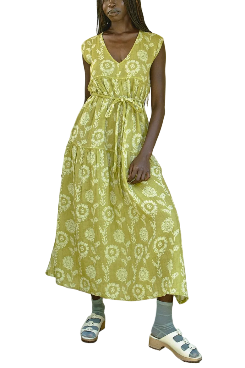 Jules V-neck Belted Tiered Maxi Dress, Main, color, Aloe