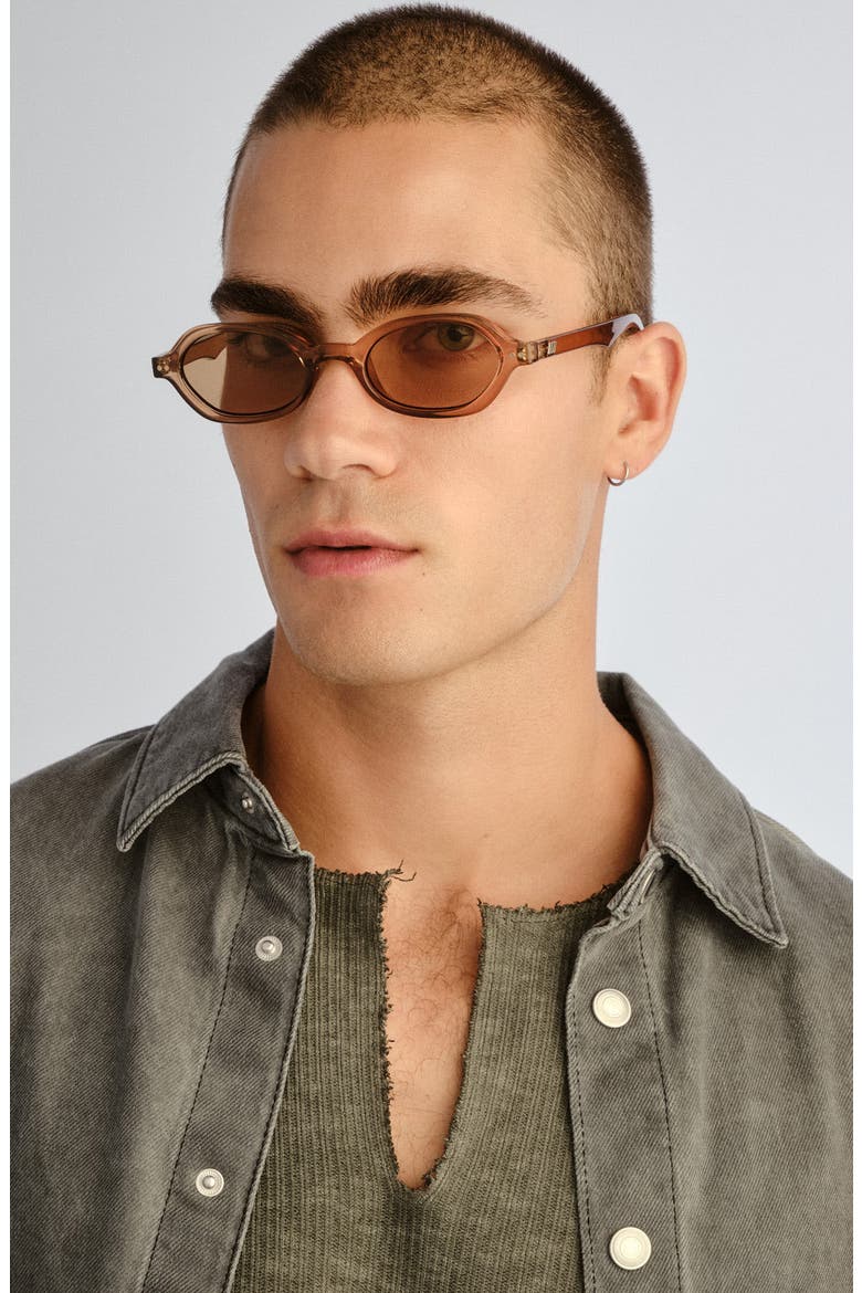 Gender Inclusive Foundry 52mm Rectangular Sunglasses, Alternate, color, WHISKEY
