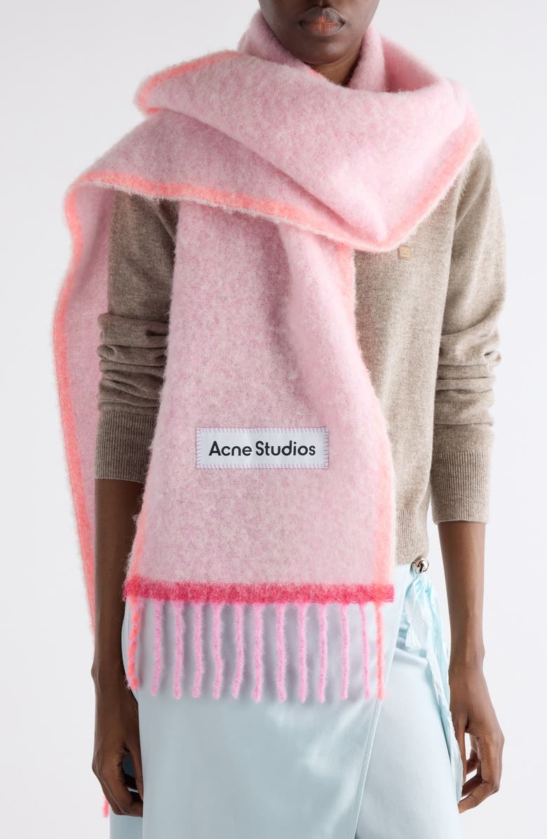 Acne Studios Valley Fringe Scarf, Alternate, color, Pink