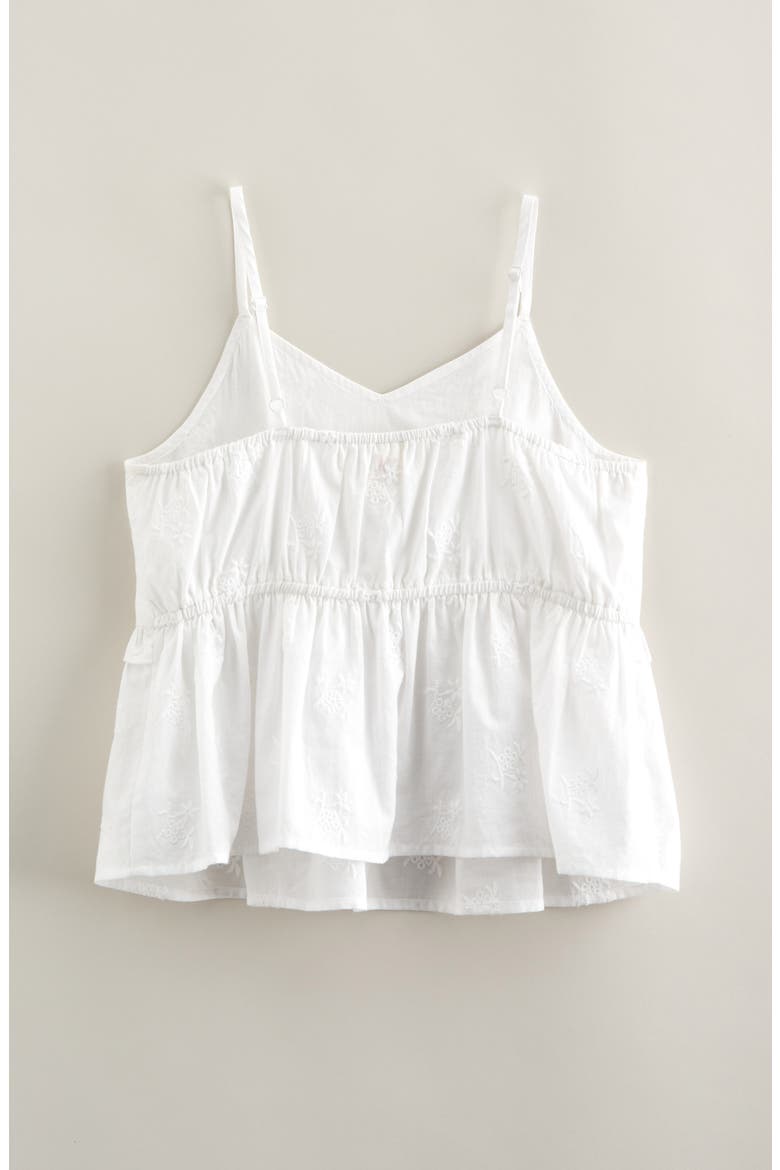 Kids' Floral Embroidered Cotton Camisole, Alternate, color, WHITE