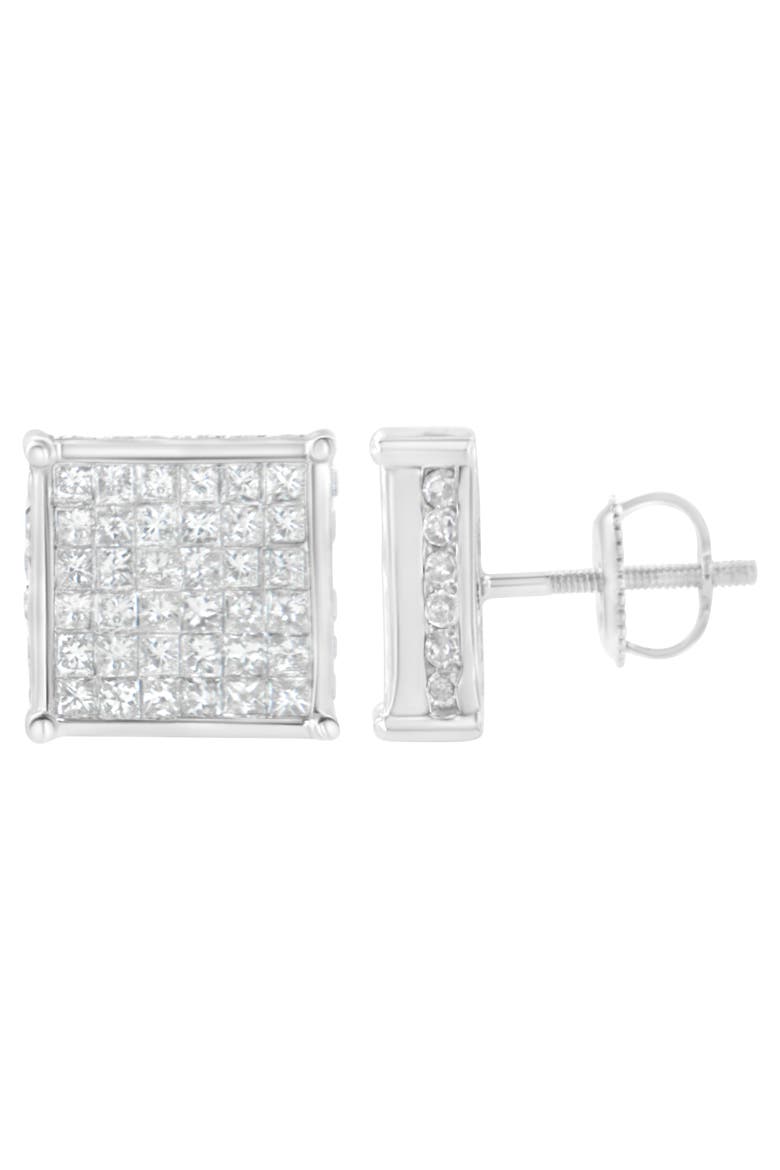 10K White Gold 2ct TDW PrincessComposite Diamond Stud Earring, Alternate, color, White